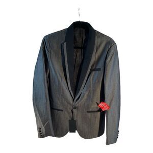 ASOS DESIGN Men’s Silver Black Skinny Tuxedo Blazer Jacket Long Sleeve Size 38